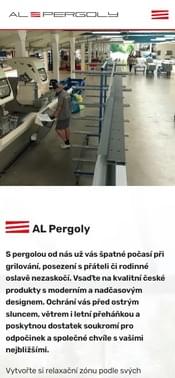 Náhled úvodní stránky webu AL Pergoly na mobilu